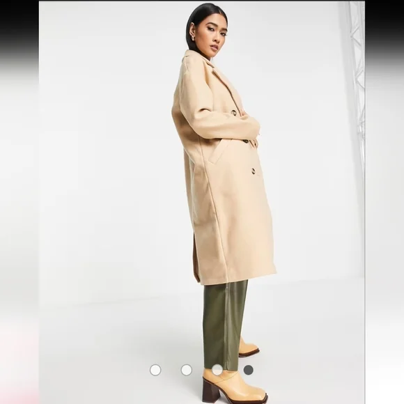 SPRING SALE | Topshop Double Breasted Long Coat in Camel Sz 4 - Picture 7 of 7